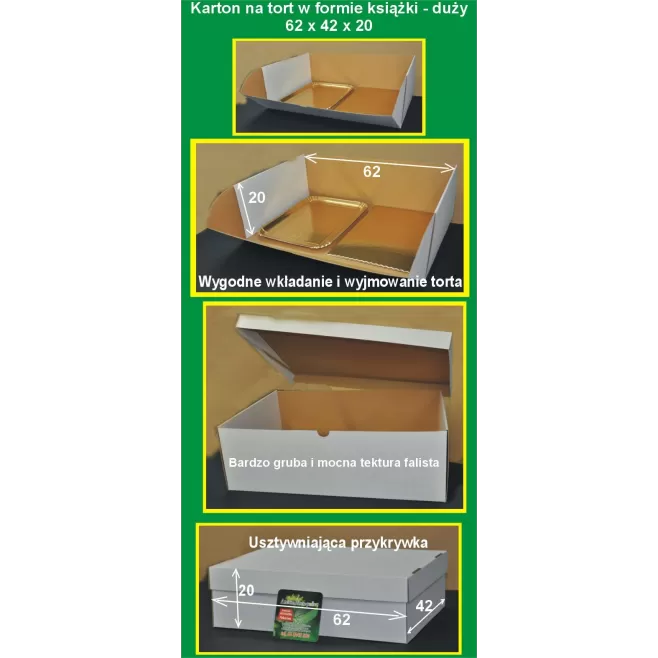 Karton na tort prostokątny 42 x 62 x 20 cm