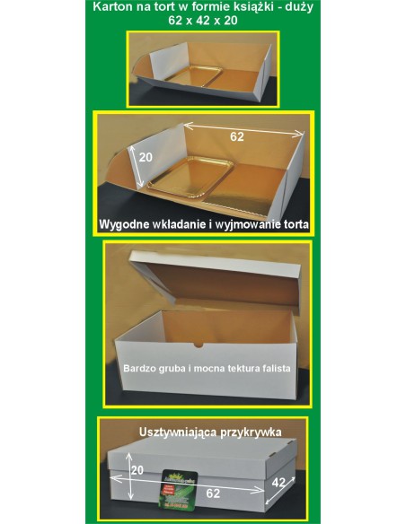 Karton na tort prostokątny 42 x 62 x 20 cm