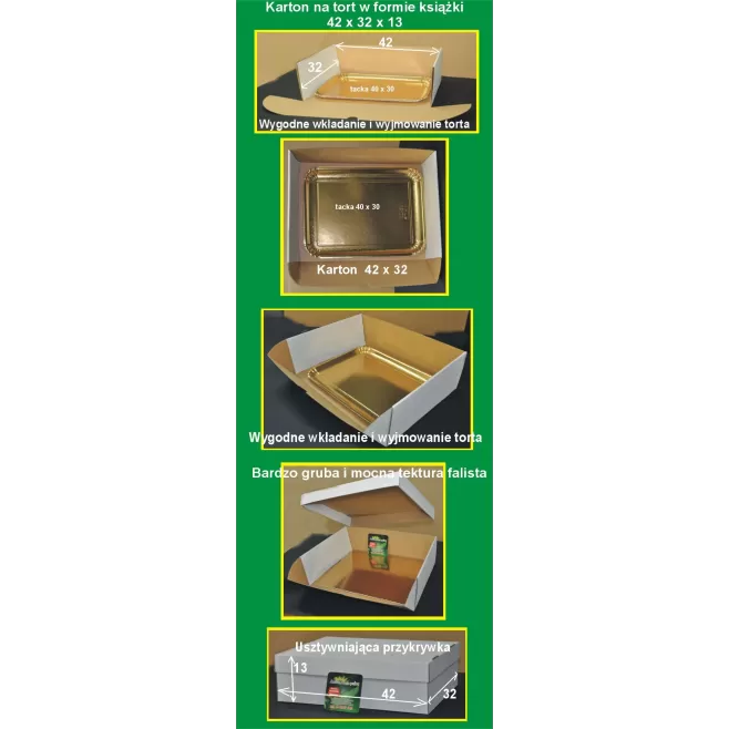 Karton na tort prostokątny 32 x 42 x 13 cm