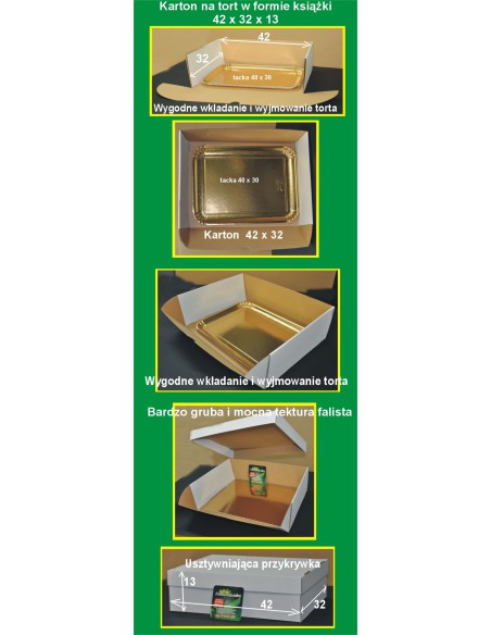 Karton na tort prostokątny 32 x 42 x 13 cm