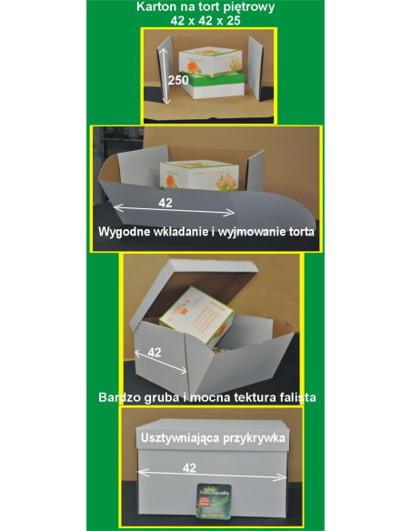 Karton na tort 42 x 42 x 25 cm