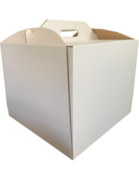 Karton z rączką na tort 34 x 34 x 28 cm  Biały 5szt Karton z rączką na tort 34 x 34 x 28 cm  Biały 5szt